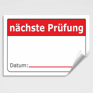 Aufkleber n&auml;chste Pr&uuml;fung