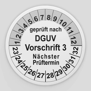Pr&uuml;fplaketten wei&szlig; (Gepr&uuml;ft nach DGUV - N&auml;chster Pr&uuml;ftermin)