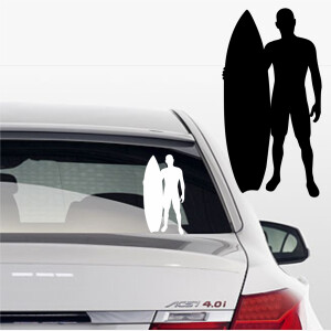 Aufkleber Surfer mit Surfbrett