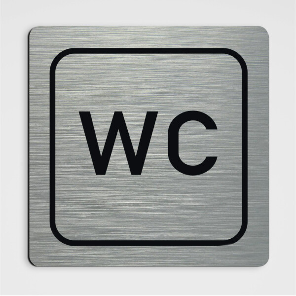 WC Hinweisschild WC Gender neutral - edler gebürsteter Alu-Look 12 x12 cm Aluminium Verbund Platte 3 mm Variante 2