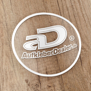 Aufkleber mit wei&szlig; bedruckt-Wei&szlig;druck
