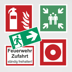 Schilder Brandschutz, Rettung und Fluchtwege