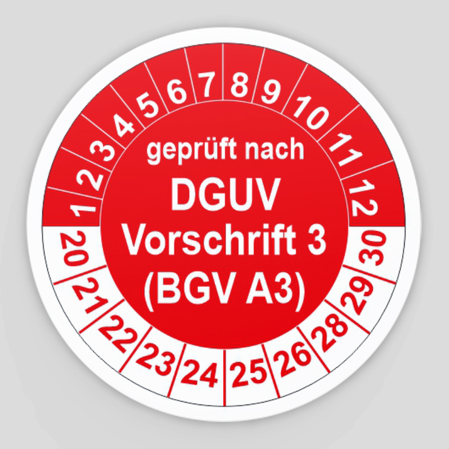 Prüfplaketten Pruefetiketten DGUV Vorschrift 3 in Ø 20-30mm ehemals BGV A3 A 3 