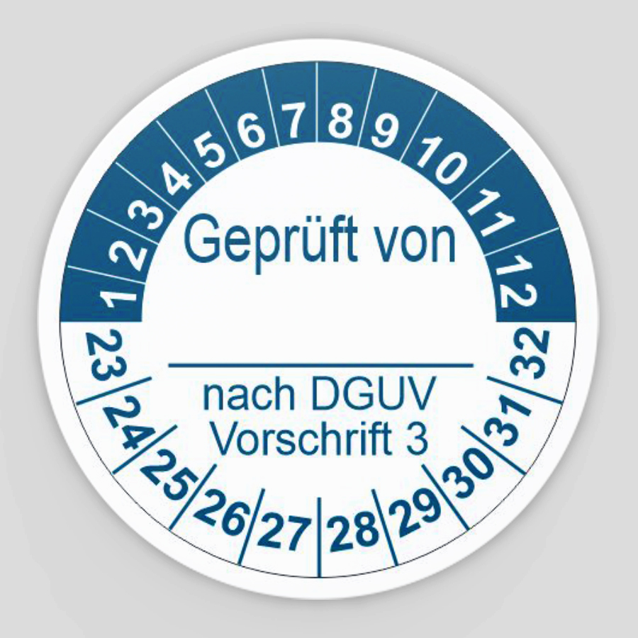Vinylfolie Prüfplaketten Geprüft nach DGUV Vorschrift 3 25 mm Ø, Grün, 500 Plaketten DGUV V3 Prüfetiketten Prüfaufkleber 