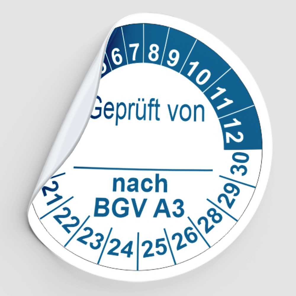 Prüfplakette - Geprüft von - nach BGV A3