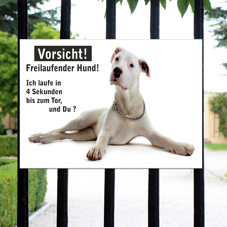freilaufender Hund » Schild Garten Vorsicht Schiefertafel « DEUTSCHE DOGGE 