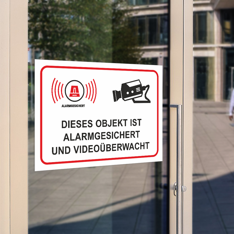 Videoüberwachung als Aufkleber oder Schild bestellen