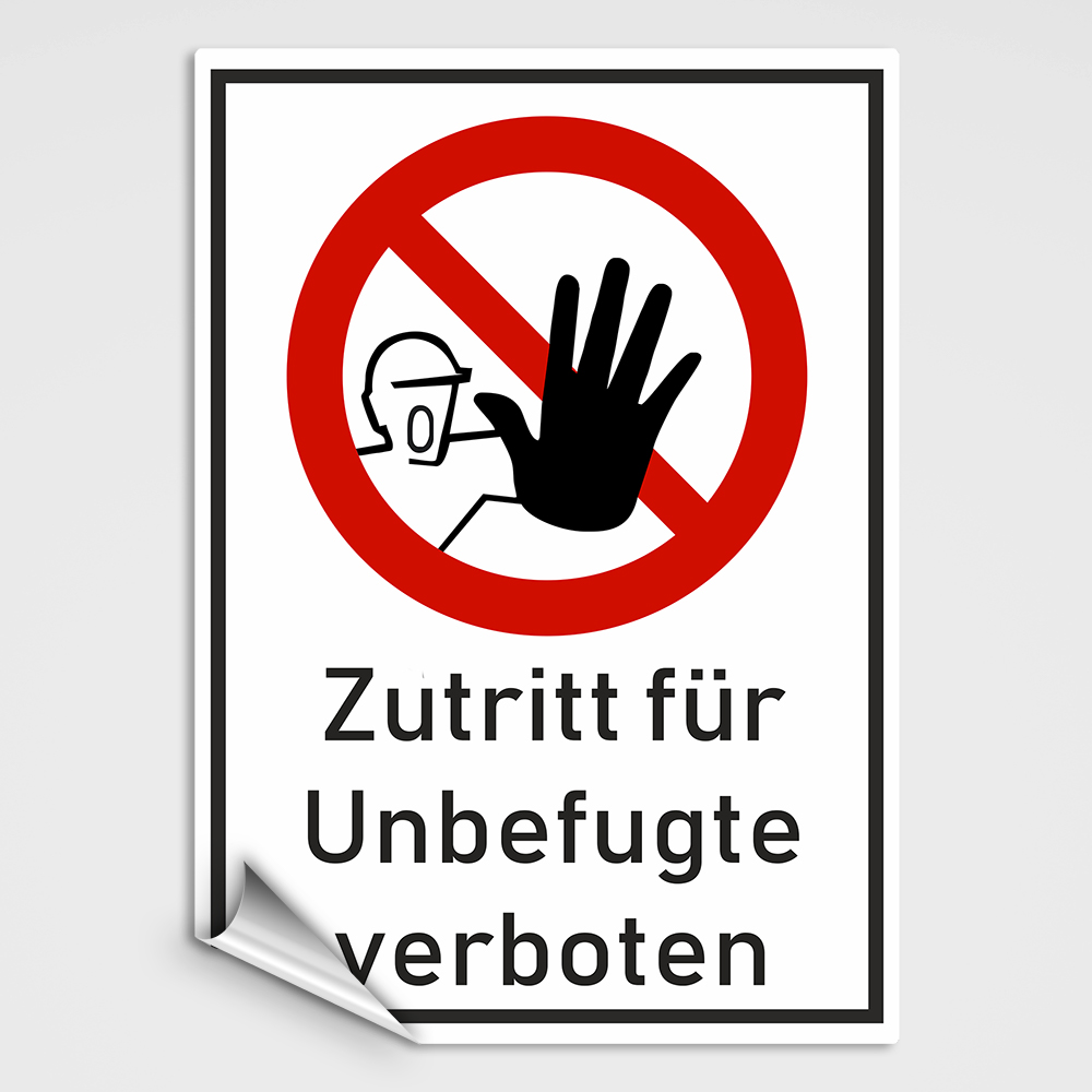 3D Aufkleber Verbotsschild Warnung Zutritt verboten kein Zutritt 90 x 90 mm 