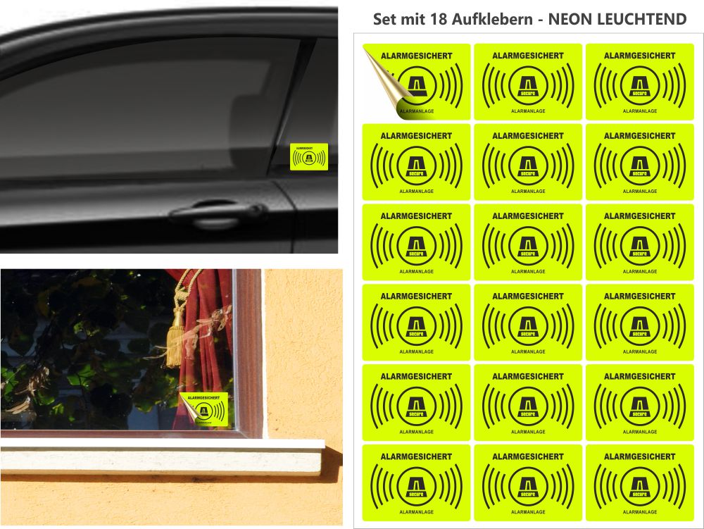 Alarmanlage Diebstahlschutz Scheibenaufkleber 4x Bosch Auto Alarm Aufkleber