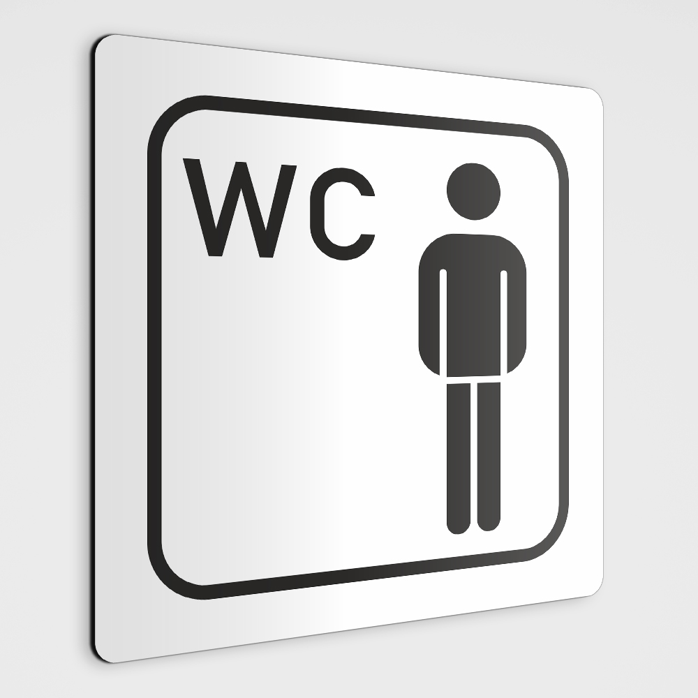 WC Hinweisschild, Herren WC Piktogramm Aufkleber weiß