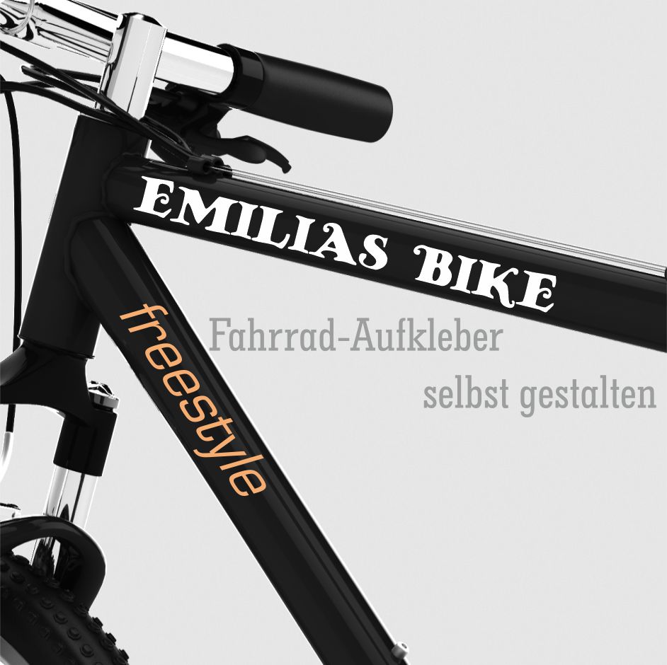 Aufkleber Wunschtext  Beschriftung Text  Rahmen FahrradTOP Fahrradaufkleber 