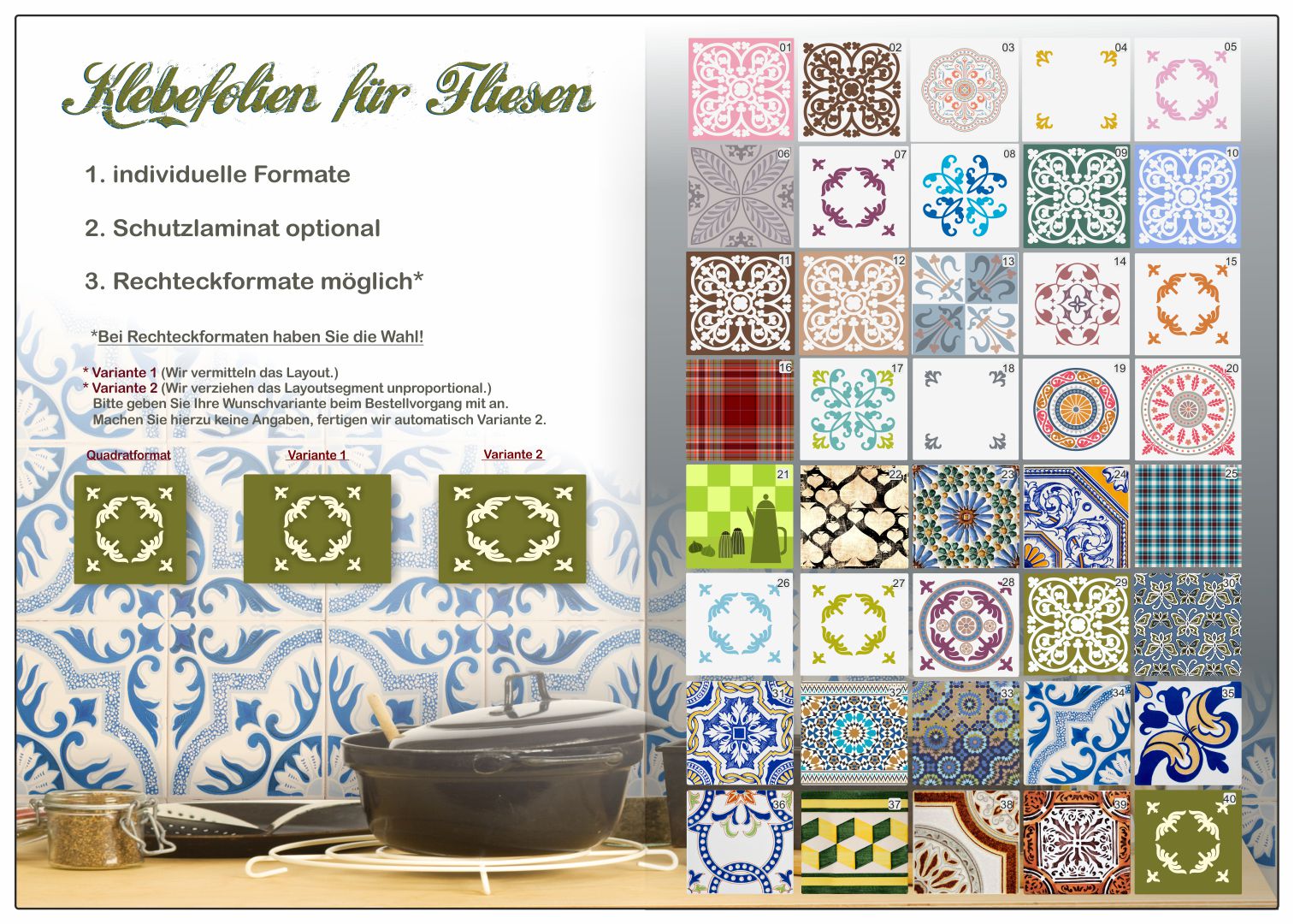 Fliesenaufkleber - Klebefliesen - antike Fliesen 32