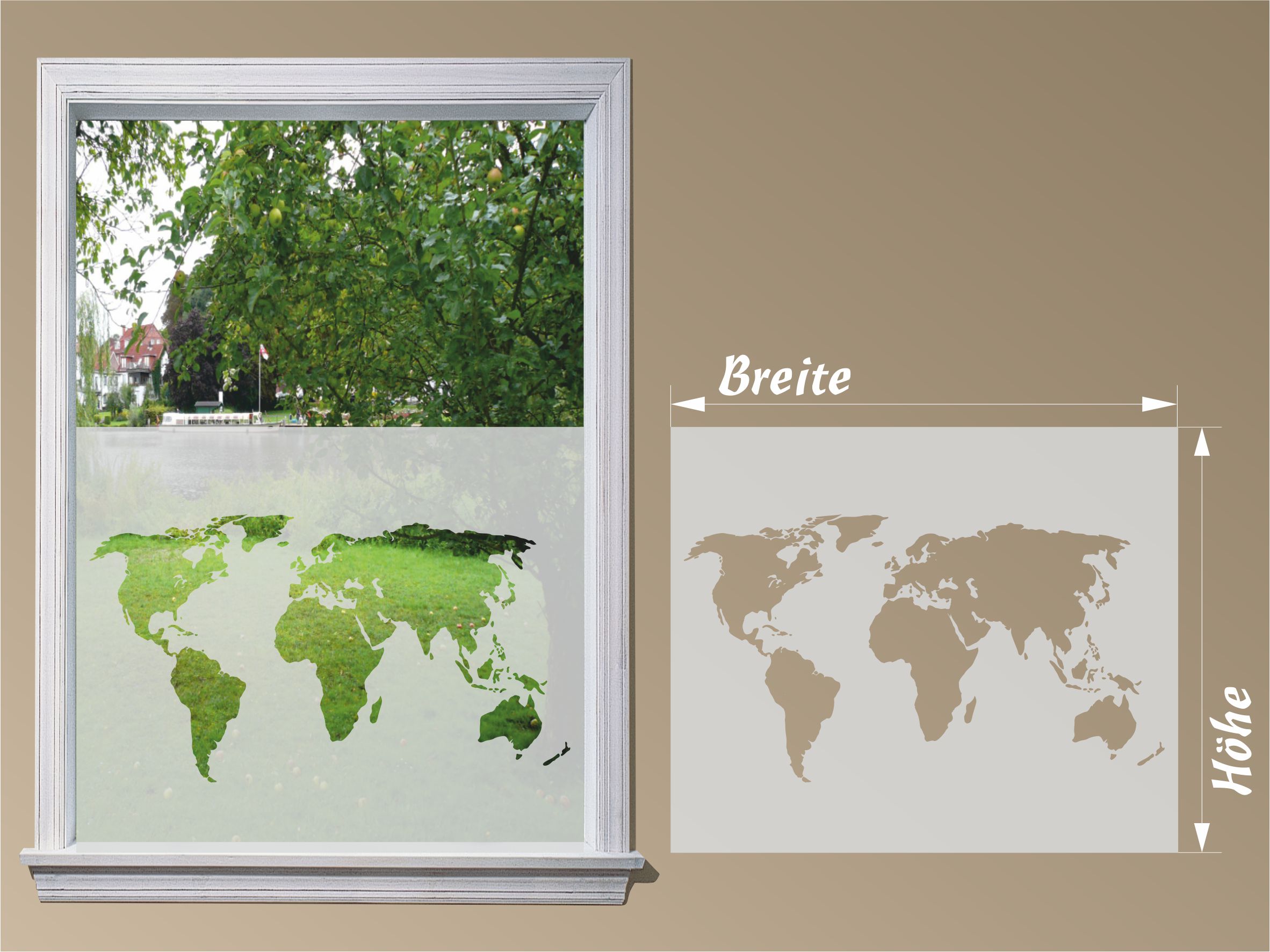 Glasdekor Weltkarte Aus Milchglasfolie