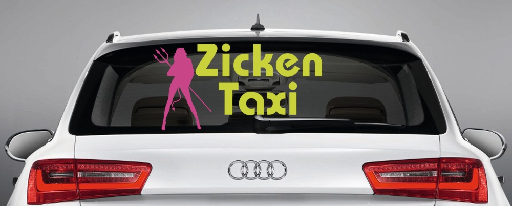 Aufkleber Auto Sticker Zickentaxi Zweifarbig Fur