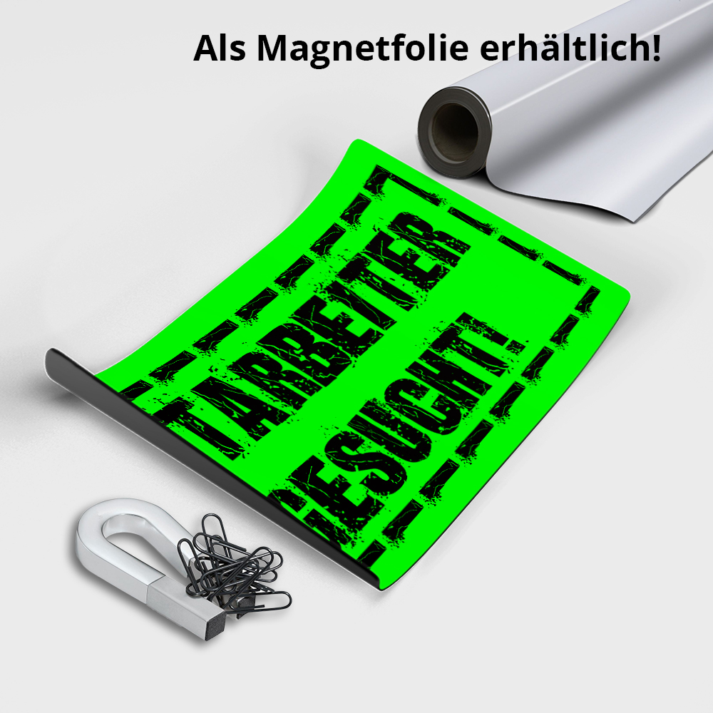 INDIGOS UG Magnetfolie für Auto/LKW/Truck/Baustelle/Firma Magnetschild Mitarbeiter gesucht 30 x 8 cm reflektierend