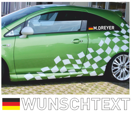 Namensaufkleber fürs Auto - Deutschland Flaggen Aufkleber Fahrer, Beifahrer  & Sticker - 2 Stück Set