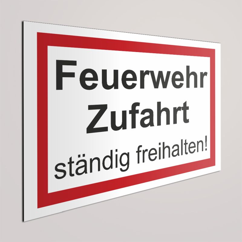 Feuerwehrzufahrt-Rettungsweg freihalten-Aluminium-Schild-3 Größen-Feuer-TOP 
