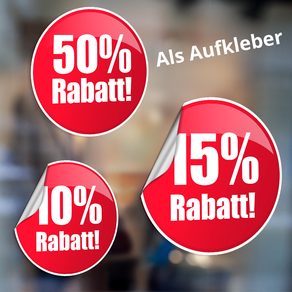 Aufkleber 5er Set "%" Prozent Zeichen Werbung Schaufenster Angebot Beschriftung 