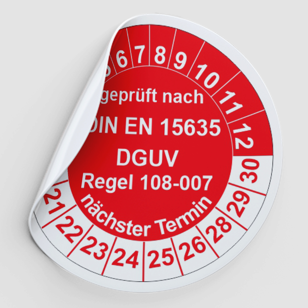 Dreifke Prüfplakette DIN EN 15635 - Mehrjahresplakette 2027-2032 Ø30mm