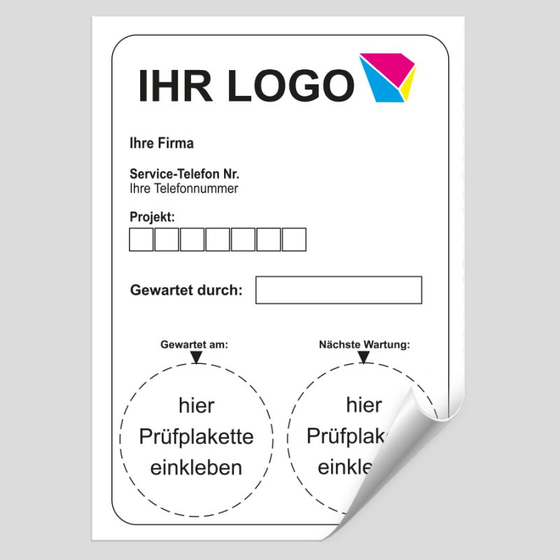 individuelle Grundplakette mit Logo und Telefonnummer