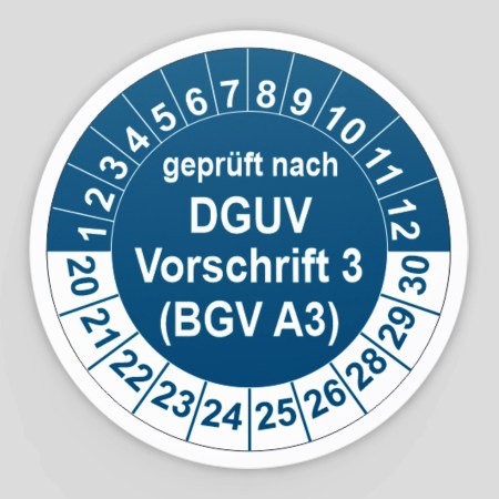 Prüfplaketten Prüfetiketten - Prüfplaketten DGUV Vorschrift 3-4 - Prüfplaketten DGUV (BGV A3) blau