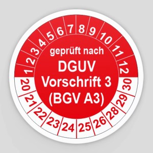 Prüfplaketten Prüfetiketten - Prüfplaketten DGUV Vorschrift 3-4 - Prüfplaketten DGUV (BGV A3) rot