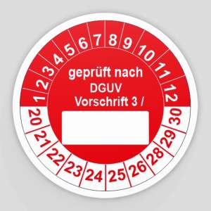 Prüfplaketten Prüfetiketten - Prüfplaketten DGUV Vorschrift 3-4 - Prüfplaketten nach DGUV Vorschrift 3 rot