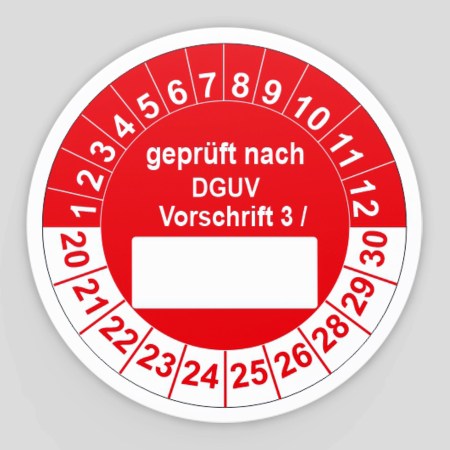 Prüfplaketten 20mm 30mm 40mm DGUV Vorschrift 3 