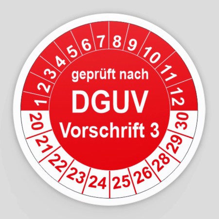 Prüfplaketten Prüfetiketten - Prüfplaketten DGUV Vorschrift 3-4 - Prüfplaketten geprüft nach DGUV rot