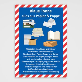 Blaue Tonne Aufkleber, Altpapier,Papier, Pappe