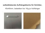 Werkzeuge, Zubehör und Folienfarbfächer - Schilder Shop - Abstandshalter und Befestigungen für Schilder - Schilder und Werbeplanen - Befestigungsmaterialien - Schilder Zubehör (Befestigungsmaterialien) - selbstklebende Aufhängebleche für Schilder