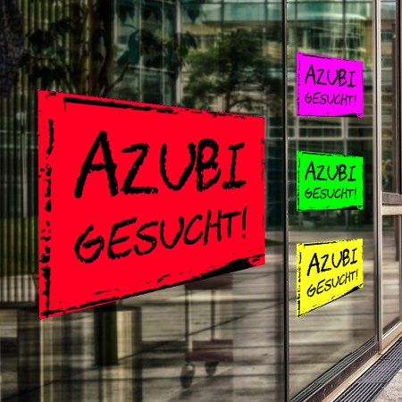 Aufkleber und Etiketten Shop - Autoaufkleber - Verkaufsförderung - Schaufensterbeschriftung - Autoaufkleber mit eigenem Motiv - weitere Druckartikel - Azubi gesucht Aufkleber als Neonklebefolie