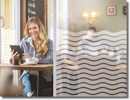 Folien und Werbetechnik - Fensterfolien Sichtschutzfolien - Schöner Wohnen - Fensterfolien Sichtschutzfolien - Sichtschutzfolien als Laufmeterware - Fenster Dekorfolie WHITE WAVES