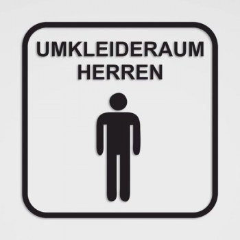 Umkleidekabinen Schild Herren, Aufkleber Symbol Umkleide, im Folienschnitt