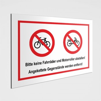 Bitte keine Fahrräder und Motorroller abstellen! Verbotenschild