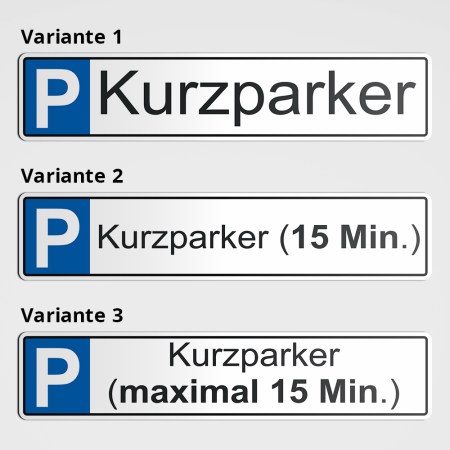 Parkplatz Schild Parken Kurzparker 3 mm Alu-Verbund