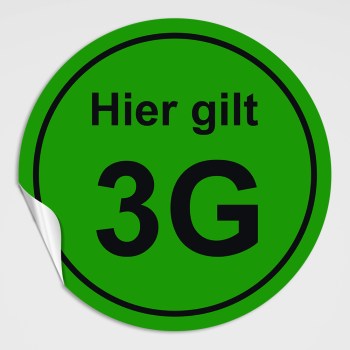 Hier gilt 3G - Aufkleber grün
