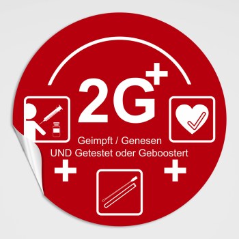 2G+ Booster Aufkleber mit Icons rot