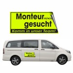 Aufkleber und Etiketten Shop - Autoaufkleber - Verkaufsförderung - Schaufensterbeschriftung - weitere Druckartikel - Monteur gesucht Magnetschild neongelb