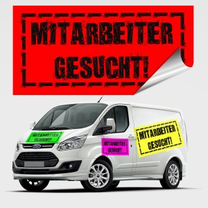 Aufkleber und Etiketten Shop - Autoaufkleber - Verkaufsförderung - Schaufensterbeschriftung - Autoaufkleber mit eigenem Motiv - weitere Druckartikel - Mitarbeiter gesucht Aufkleber als Neonklebefolie