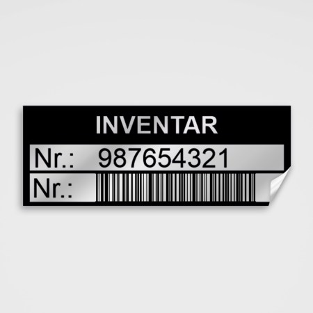 Aufkleber und Etiketten Shop - Barcode Etiketten, Nummerierte Etiketten, QR-Codes - Etiketten für Inventarnummerierung silber