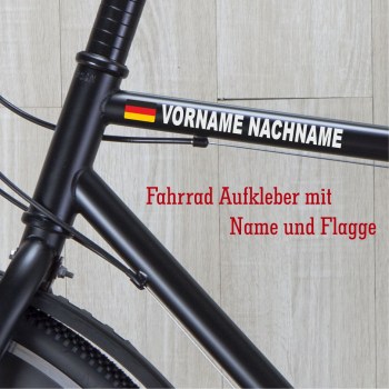 Fahrrad Aufkleber mit Name und Flagge- Namensaufkleber 