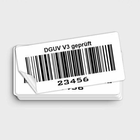 Aufkleber nach Anwendungsgebieten und Eigenschaften - Aufkleber mit besonderen Eigenschaften - Barcode Etiketten, Nummerierte Etiketten, QR-Codes - DGUV V3 geprüft - Prüfetiketten mit Barcode durchnummeriert