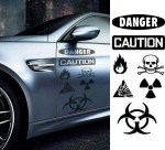 Aufkleber und Dekore - Autoaufkleber - Carstyling Autoaufkleber - Autoaufkleberset Danger - Caution  (als Paar geliefert)