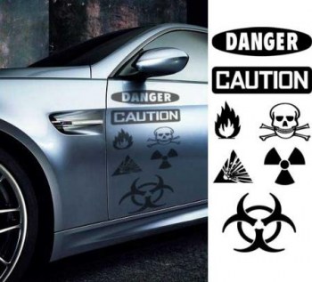 Autoaufkleberset Danger - Caution  (als Paar geliefert)