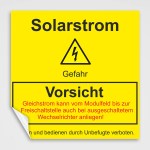 Aufkleber und Etiketten Shop - Hinweis und Verbotsaufkleber - Achtung Solarstrom - Aufkleber