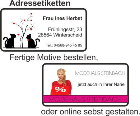 Aufkleber nach Anwendungsgebieten und Eigenschaften - Aufkleber mit besonderen Eigenschaften - selbstklebende Adressetiketten