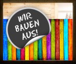 Aufkleber und Dekore - Für den Einzelhandel, Schaufenster-Schaufensteraufkleber - Neueröffnung, Preissturz, Prozente, Rabatte, Aktionen, SALE - Wir bauen um Aufkleber oder als Adhäsionsfolie erhältlich