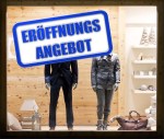 Aufkleber und Dekore - Für den Einzelhandel, Schaufenster-Schaufensteraufkleber - Neueröffnung, Preissturz, Prozente, Rabatte, Aktionen, SALE - ERÖFFNUNGSANGEBOT Aufkleber oder als Adhäsionsfolie.