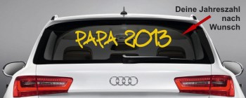 Aufkleber fürs Auto, Heckscheibenaufkleber PAPA mit Wunschjahr